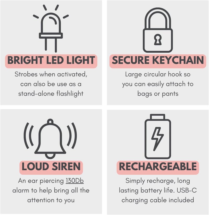 Security Man Personal Safety Alarm for Women | Self Defense Keychain (Loudest 130dB Siren and SOS Strobe Light) Everyday Security Personal Alarm Protection Device (Black) - Image 4